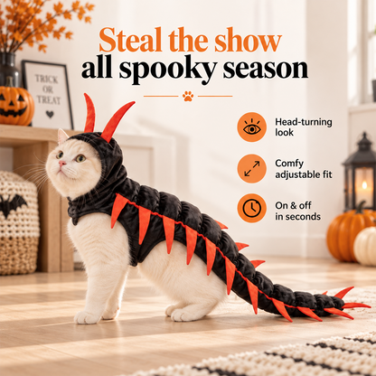 Halloween Cat Centipede Costume – Hooded Creepy Crawly Pet Outfit
