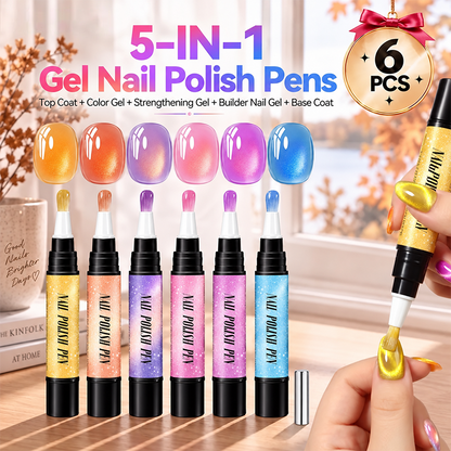 💅 6PCS One-Step Gel Nail Art Pen Set – Salon Beauty at Home