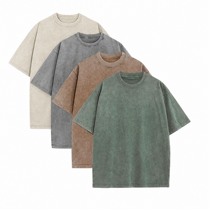 Back to School Distressed Cotton Couple Tees – Breathable Oversized Short Sleeve Tops