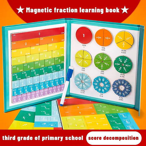 Magnetic Fraction Demonstration Book STEM Math Manipulative Montessori Toy Ages 6 Plus