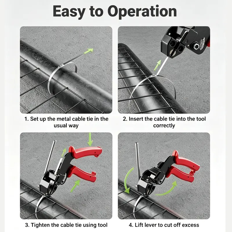 Heavy Duty 304 Stainless Steel Cable Tie Tool Set 11.8 Inch Self Locking Metal Zip Ties Removal Screwdriver