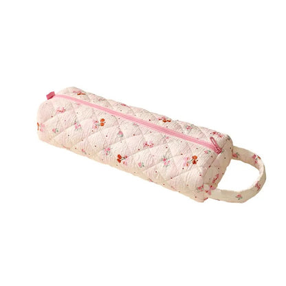 Quilted Multi-Purpose Makeup Pouch with Handle Large Capacity Travel Toiletry Organizer