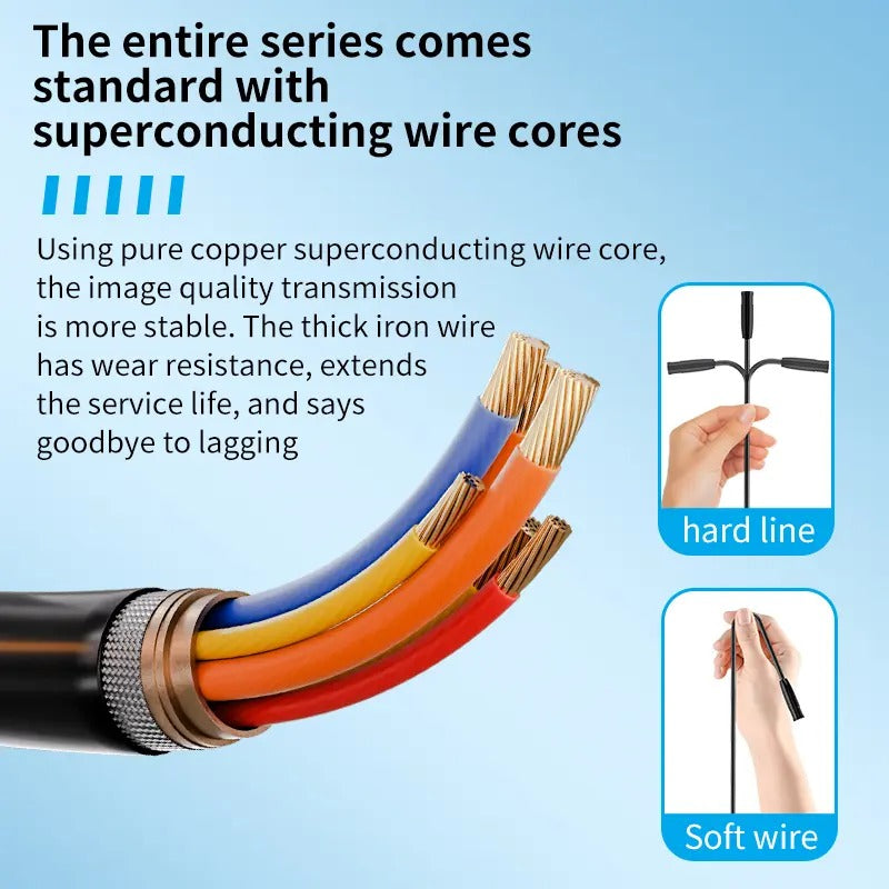 Endoscope Camera – 8 LED, 11.48ft Semi-Rigid Cable, IP67 Waterproof, Plug & Play for iPhone & Android