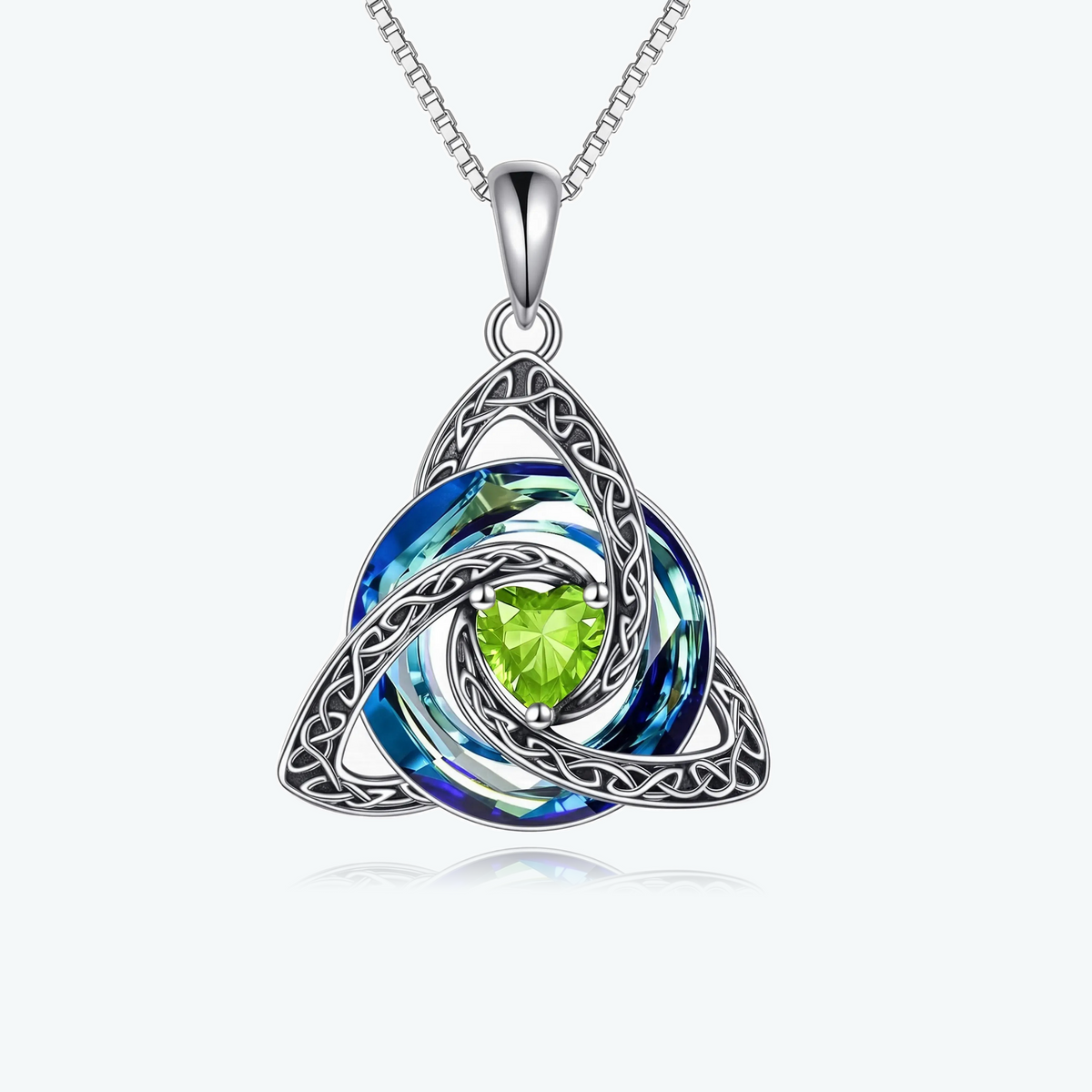 ✝️✨ Birthstone Celtic Knot Necklace – Trinity Crystal Pendant for Mom, Silver Plated Adjustable Chain, Faith Love Unity Birthday Gift💎❤️