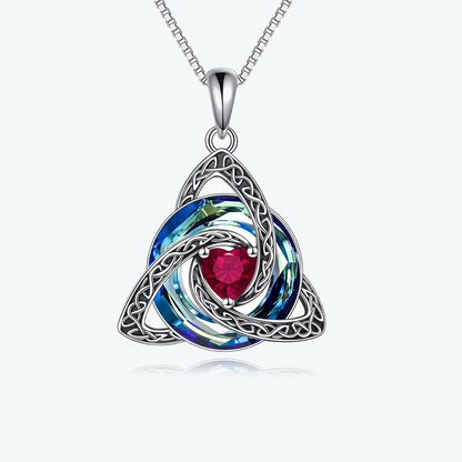 ✝️✨ Birthstone Celtic Knot Necklace – Trinity Crystal Pendant for Mom, Silver Plated Adjustable Chain, Faith Love Unity Birthday Gift💎❤️