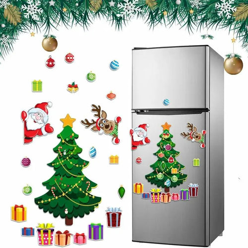 Christmas Refrigerator Magnets Tree Santa Reindeer Snowman for Fridge Kitchen Metal Door Decor
