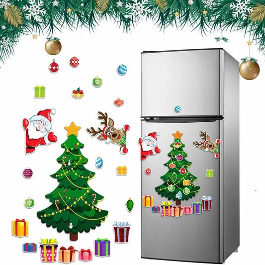 Christmas Refrigerator Magnets Tree Santa Reindeer Snowman for Fridge Kitchen Metal Door Decor