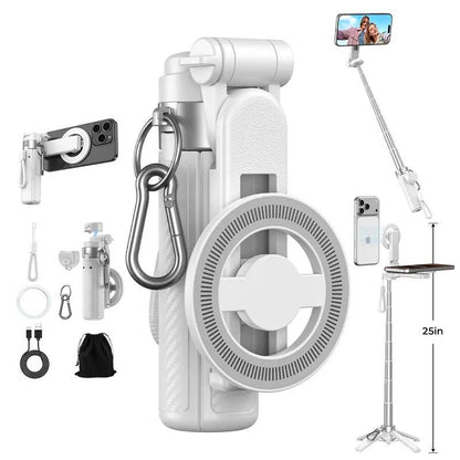 Upgraded Magnetic Selfie Stick 360 Tripod 25in Extendable Bluetooth for Selfies Vlogging