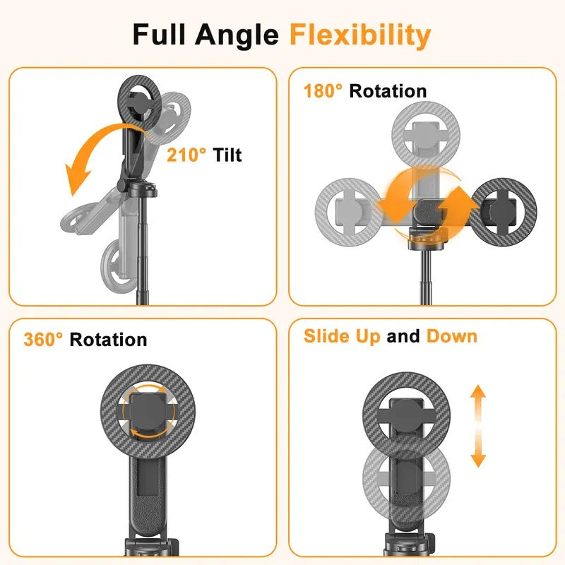 Upgraded Magnetic Selfie Stick 360 Tripod 25in Extendable Bluetooth for Selfies Vlogging