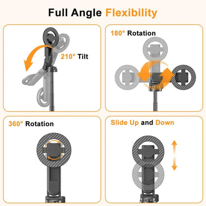 Upgraded Magnetic Selfie Stick 360 Tripod 25in Extendable Bluetooth for Selfies Vlogging