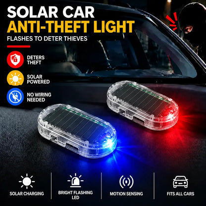 Solar Powered Fake Car Alarm Light – Auto Sensor LED Flashing Security Lamp, No Wiring DIY Anti-Theft Dummy Light