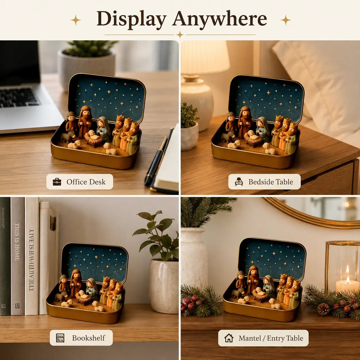 Christmas Pocket-Size Nativity Scene Set with Storage Box