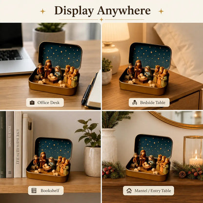 Christmas Pocket-Size Nativity Scene Set with Storage Box