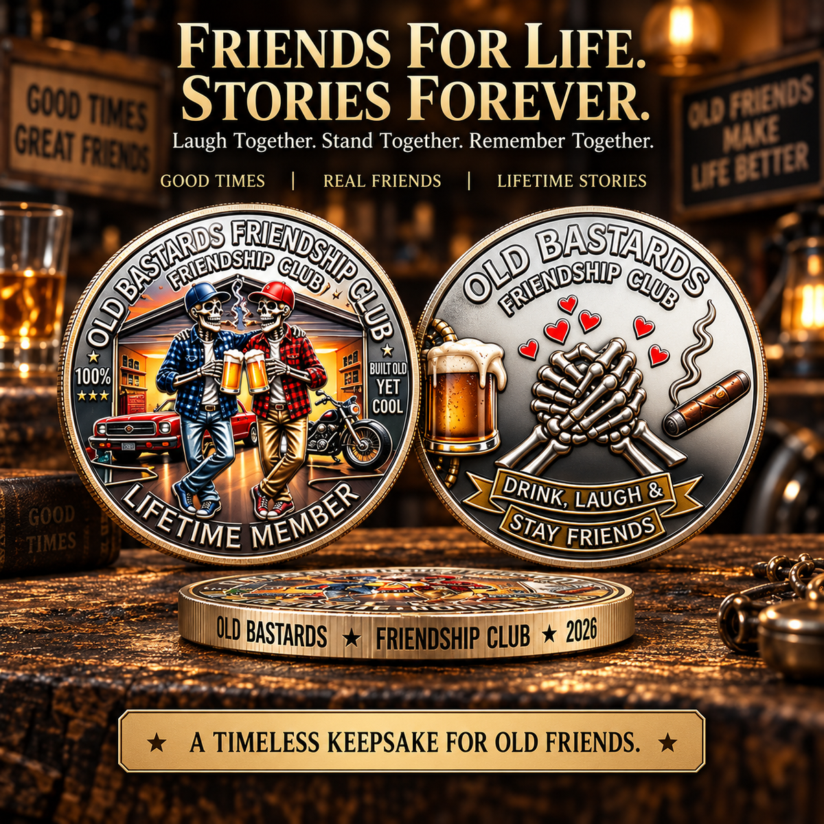 Old Bastards Friendship Club 2026 Double Sided Commemorative Medal Gift