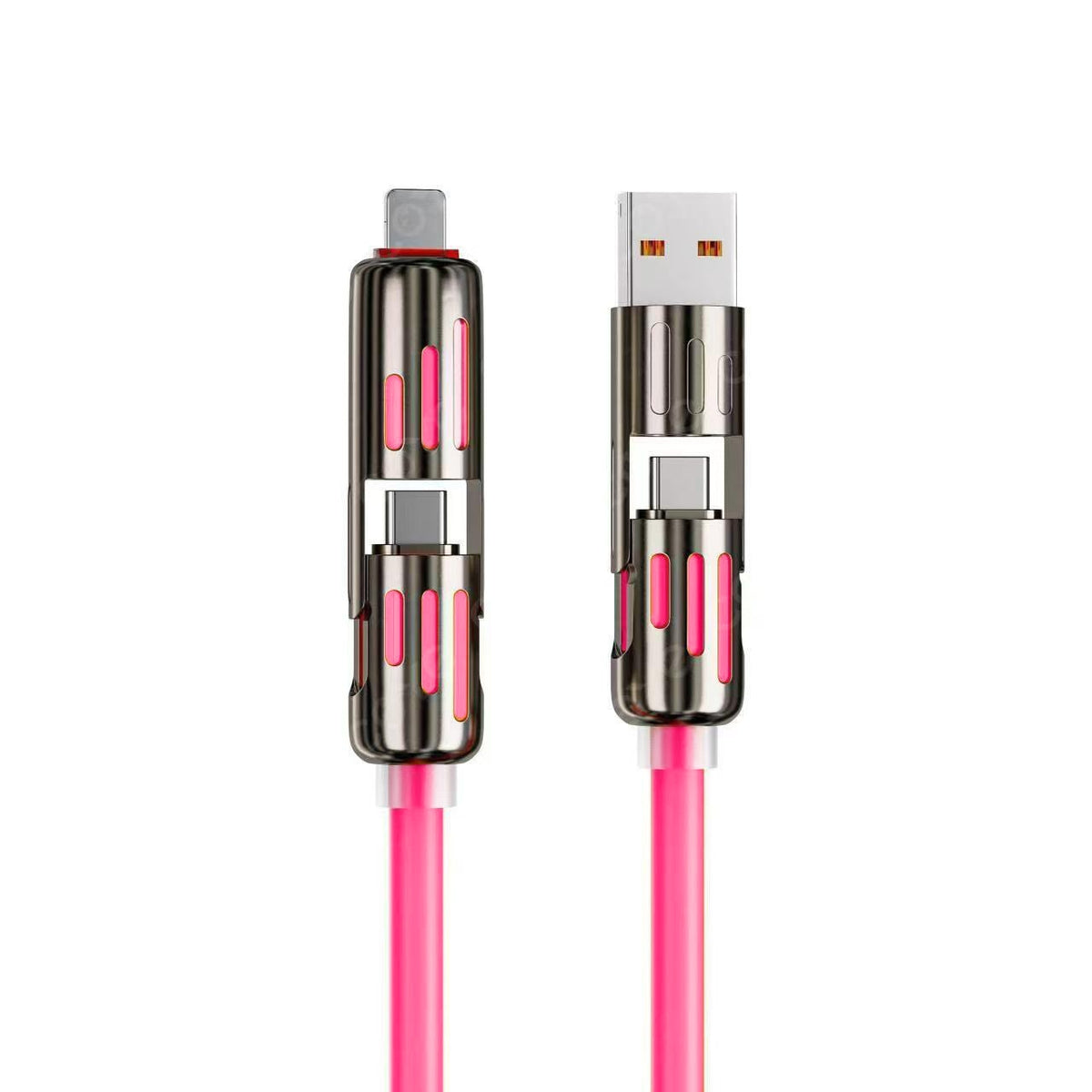 6.6FT 4 in 1 USB C Cable PD Fast Charging Data Sync USB A Type C Lightning Aluminum