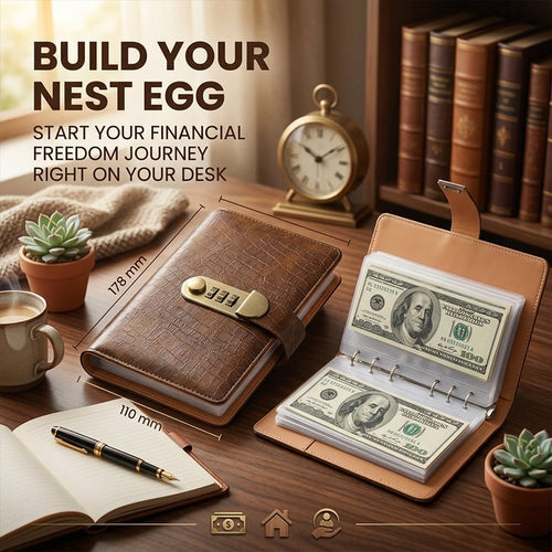 Lockable Savings Notebook - Digit Resettable Password Lock A6 Savings Notebook for Money & Important Items