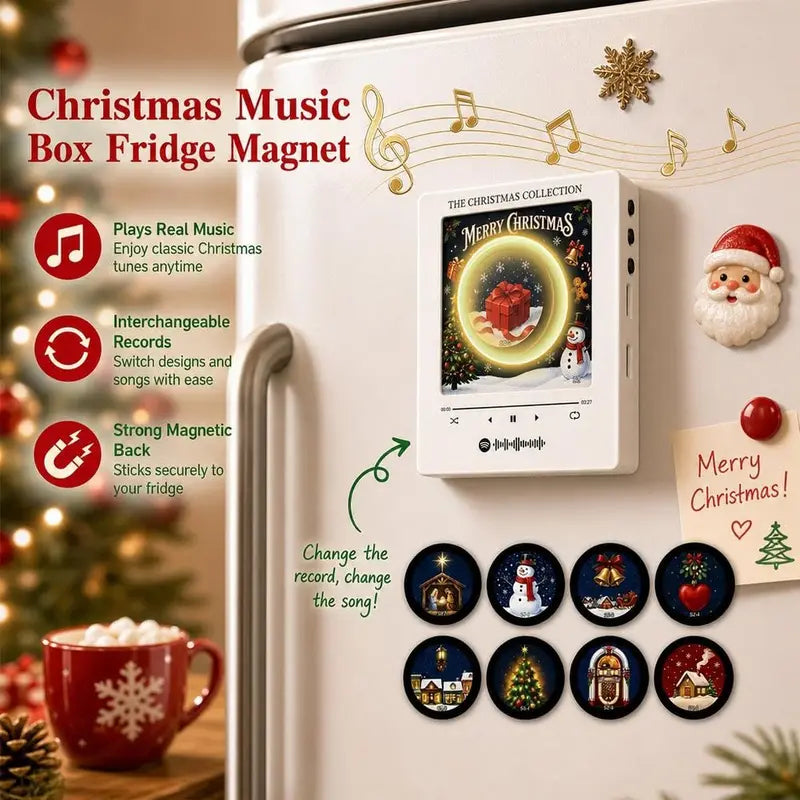 Christmas Vinyl Fridge Magnet Music Player 9 Vinyl Records Mini Player NFC Gift