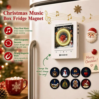 Christmas Vinyl Fridge Magnet Music Player 9 Vinyl Records Mini Player NFC Gift