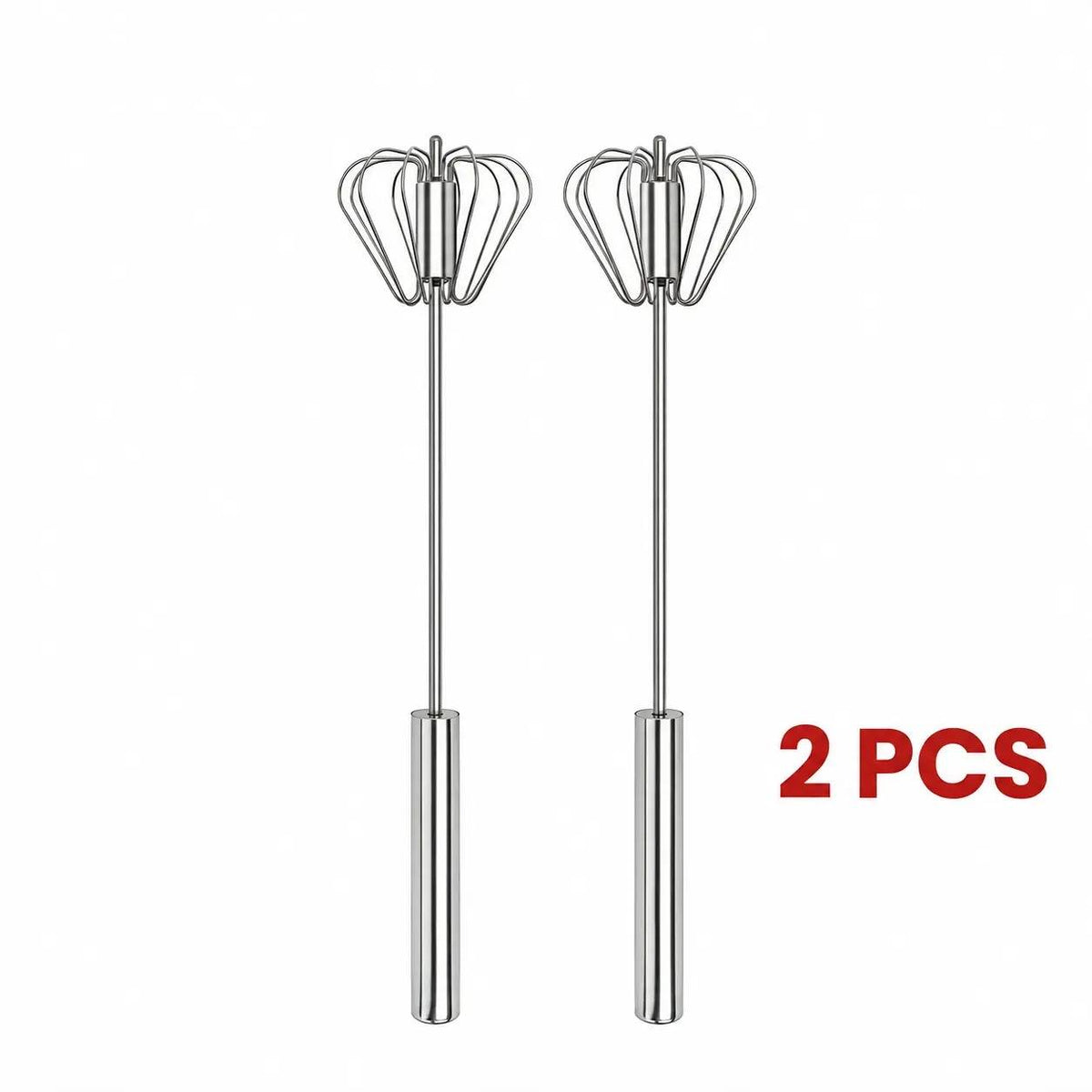 Stainless Steel Hand Push Spinning Wire Whisk Semi Automatic Easy Clean