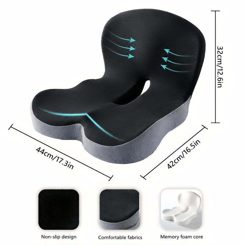 Ergonomic Memory Foam Seat Cushion with Contoured Lumbar Support & Pressure Relief
