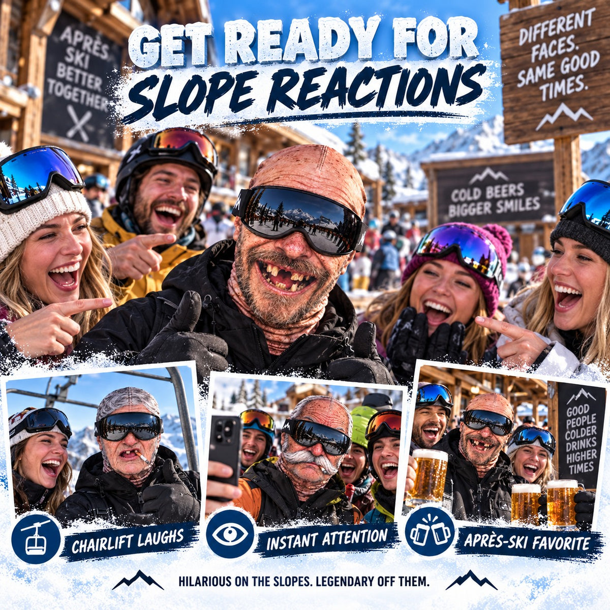 🎿 Realistic Face Balaclava – Funny Ski & Snowboard Mask for Cold Weather Adventures