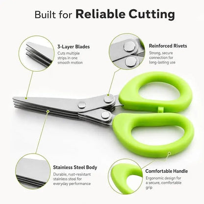 Stainless Steel 5 Blade Herb Scissors Multi Blade Cutting Shears for Kitchen