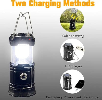 Foldable Waterproof Solar LED Emergency Lantern With Flashlight For Outages And Hiking