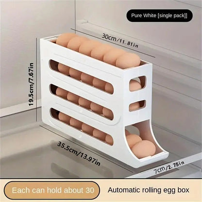4 Layer Egg Storage Box Refrigerator Egg Organizer Automatic Rolling Rack