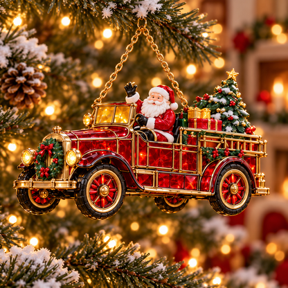 2026 Vintage Fire Truck Christmas Ornaments