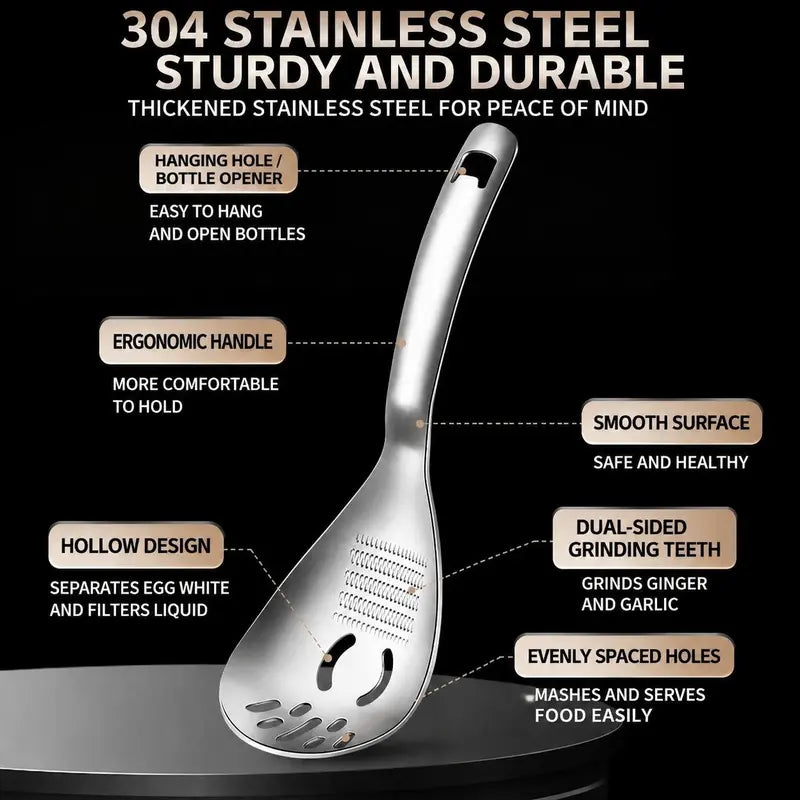 5 in 1 Multifunctional Cooking Spoon 304 Stainless Steel Heavy Duty Kitchen Utensil