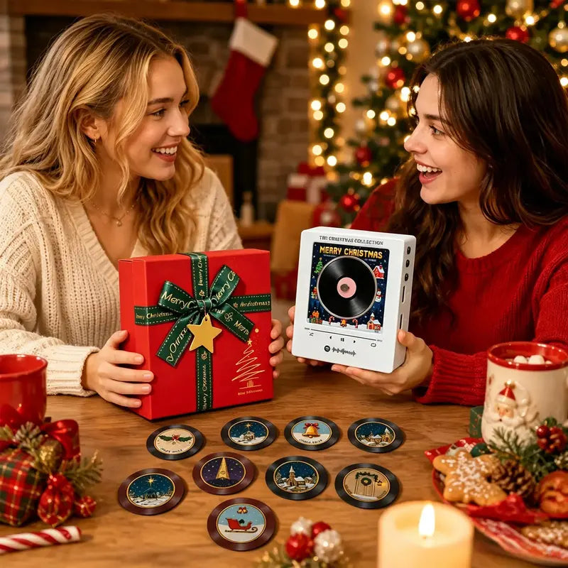 Christmas Vinyl Fridge Magnet Music Player 9 Vinyl Records Mini Player NFC Gift