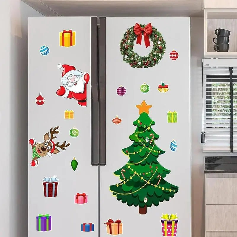 Christmas Refrigerator Magnets Tree Santa Reindeer Snowman for Fridge Kitchen Metal Door Decor