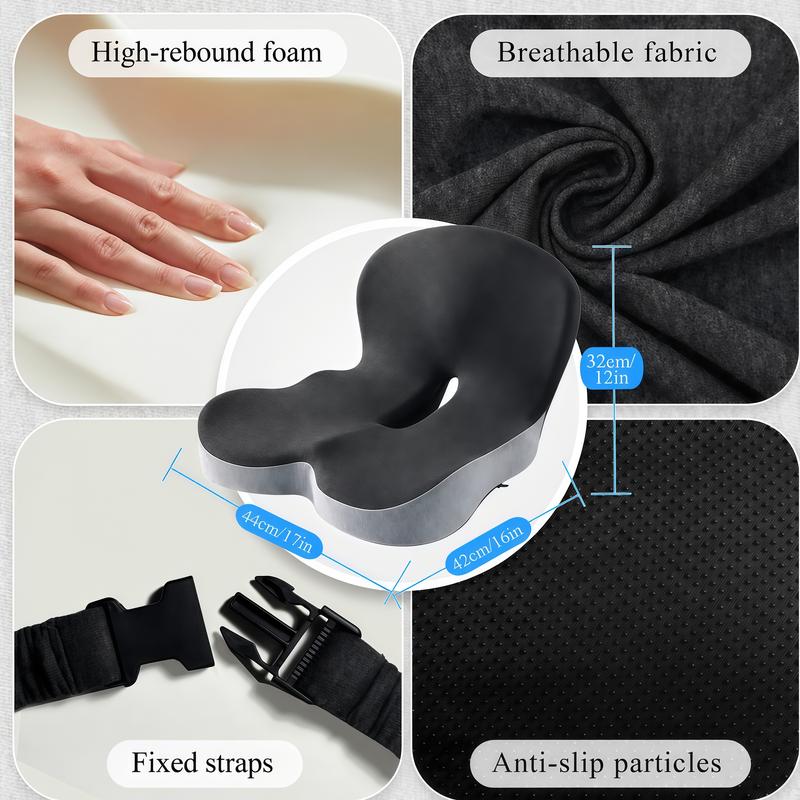 Ergonomic Memory Foam Seat Cushion with Contoured Lumbar Support & Pressure Relief