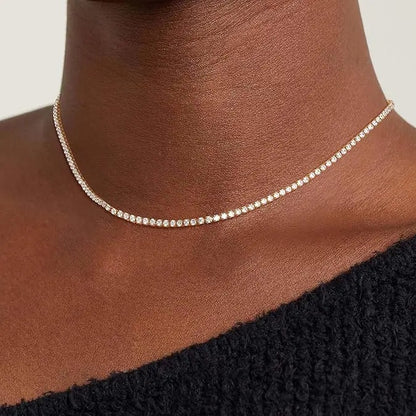 Tennis Necklace for Women 14K Gold Plated or Sterling Silver Cubic Zirconia Dainty Choker Gift