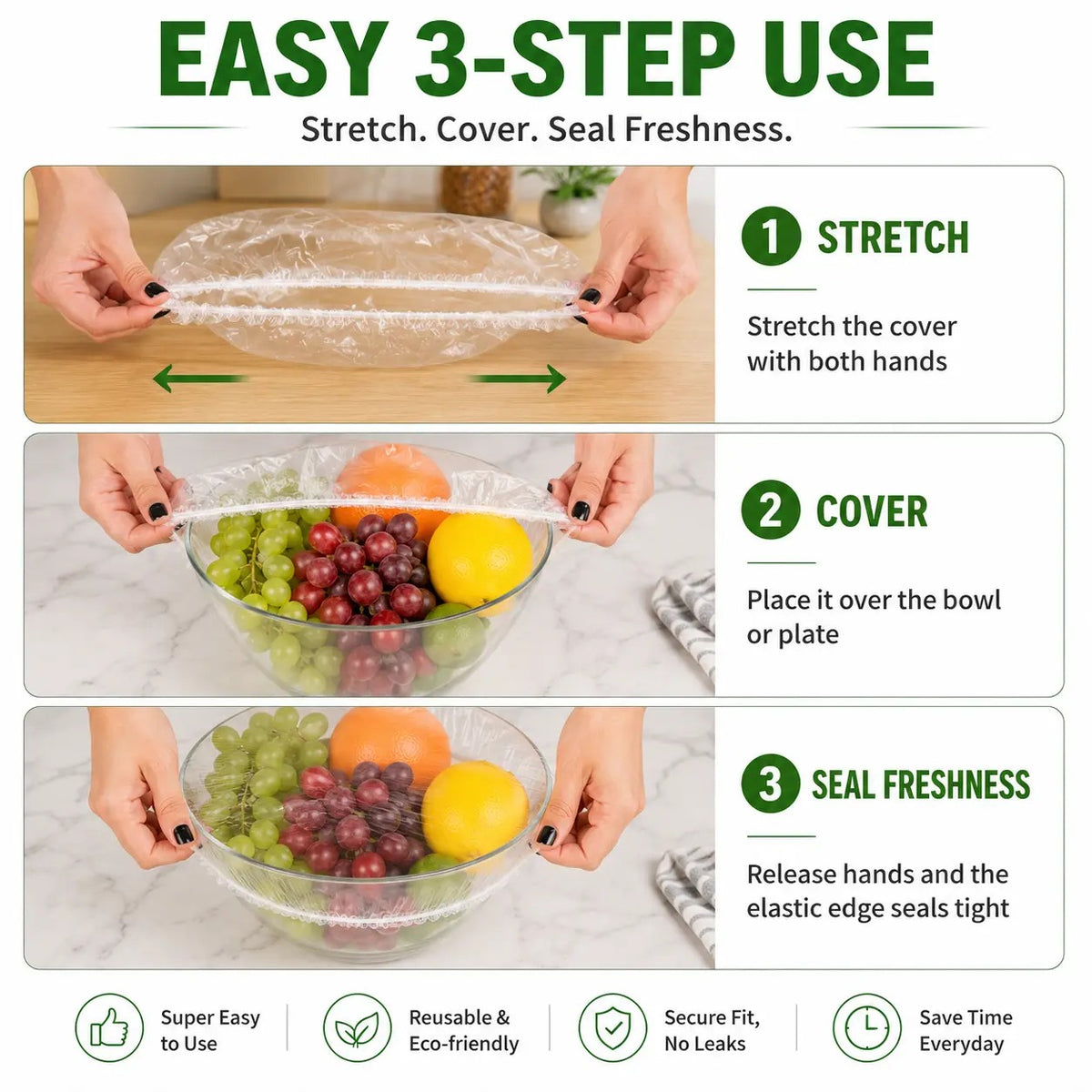 40% OFF Plastic Wrap Alternative for Food Storage Elastic Kitchen Bowl & Plate Lids Disposable Stretch Food Covers