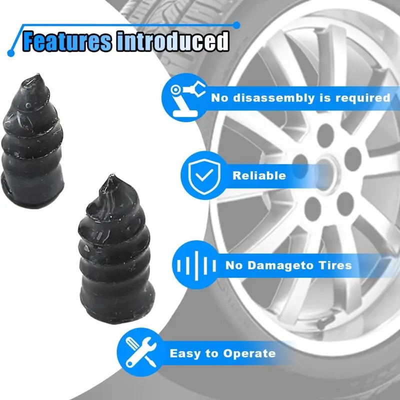 Tire Repair Screws Plugs Vacuum Rubber Nail Kit for Car Motorcycle Truck Tractor
