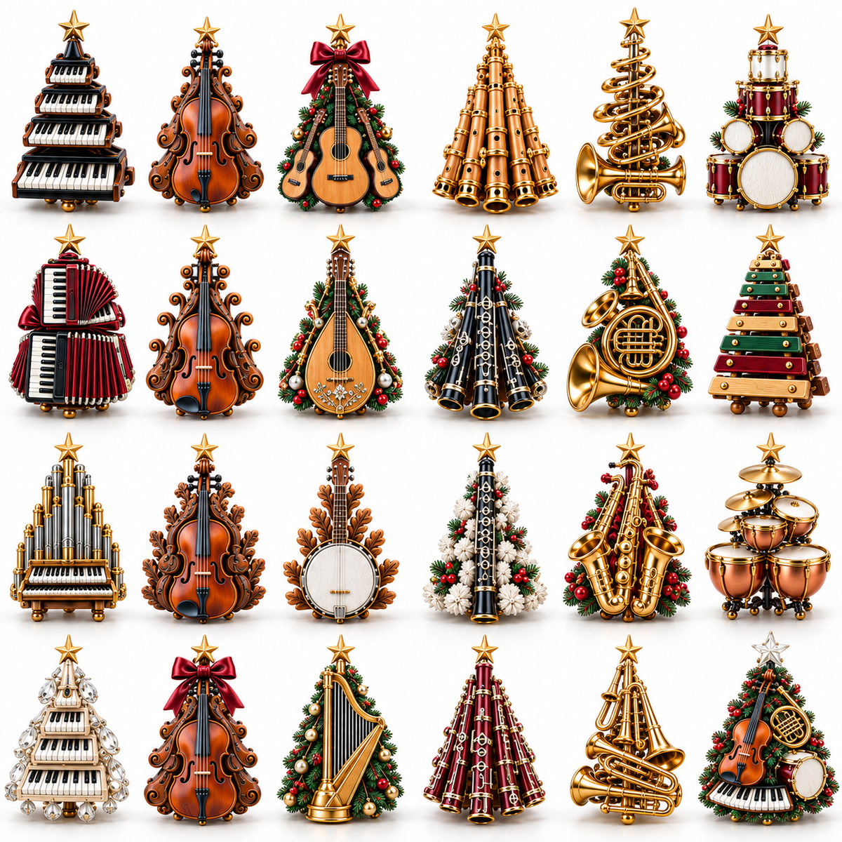 Christmas Music Lovers Advent Calendar 24 Unique Musical Instrument Miniatures Gift
