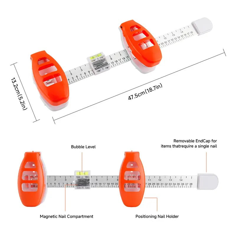 Multifunctional Picture Hanger Tool with Level & Ruler Frame Alignment Kit