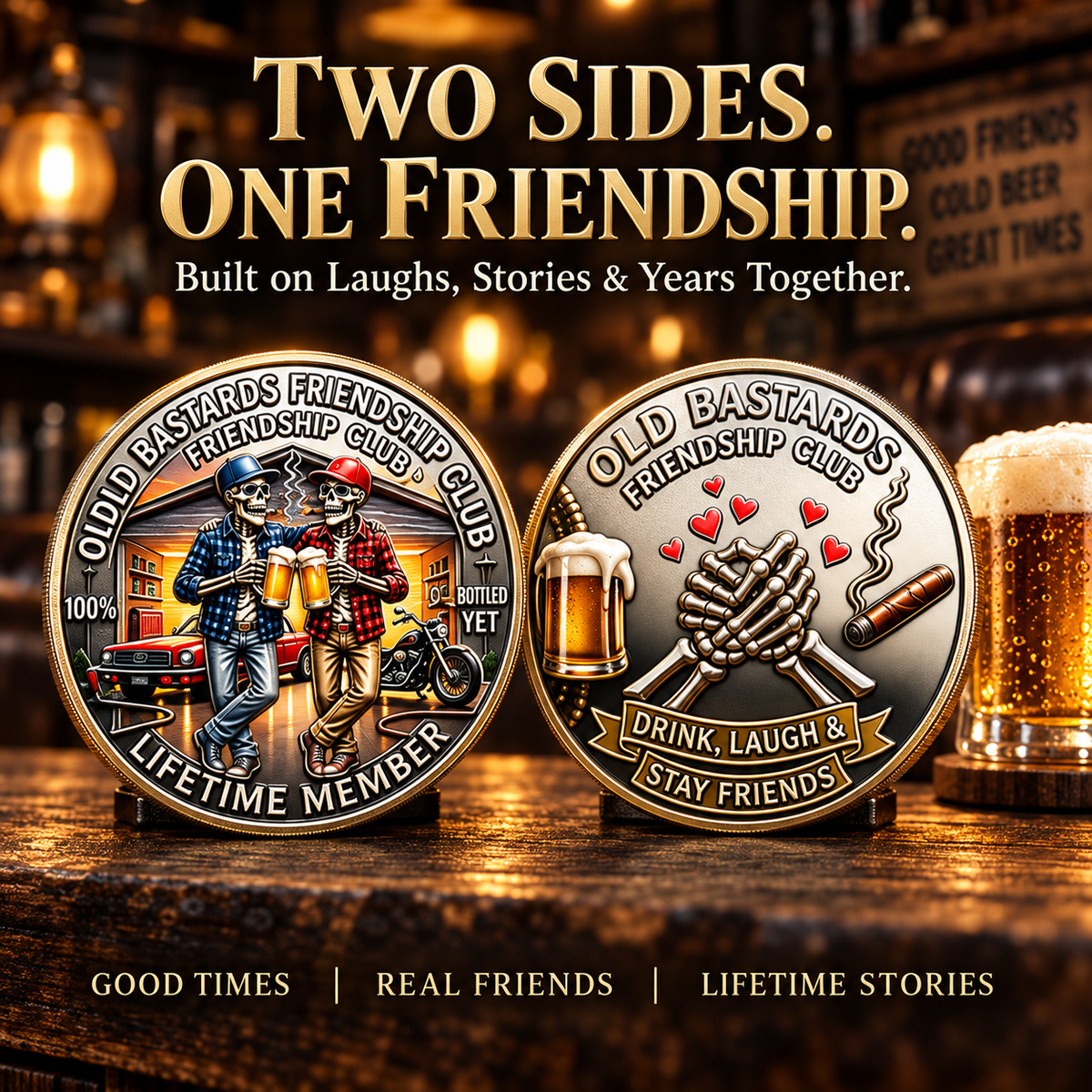 Old Bastards Friendship Club 2026 Double Sided Commemorative Medal Gift