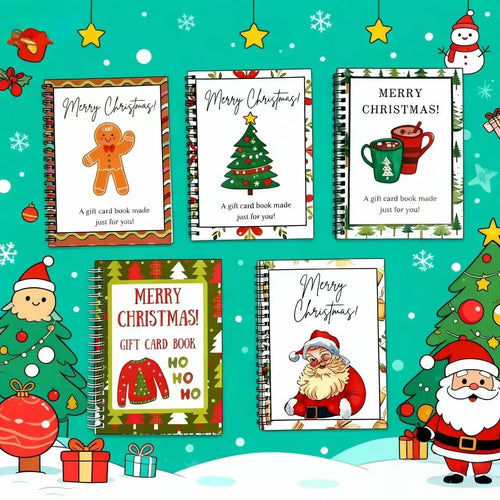 DIY Spiral Bound Merry Christmas Gift Card Album Surprise Page Holder Gift Planner Notebook