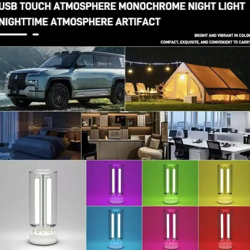 Car USB Touch Dimmable LED Filament Night Light Warm Ambient Light