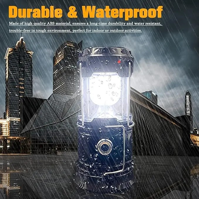 Foldable Waterproof Solar LED Emergency Lantern With Flashlight For Outages And Hiking