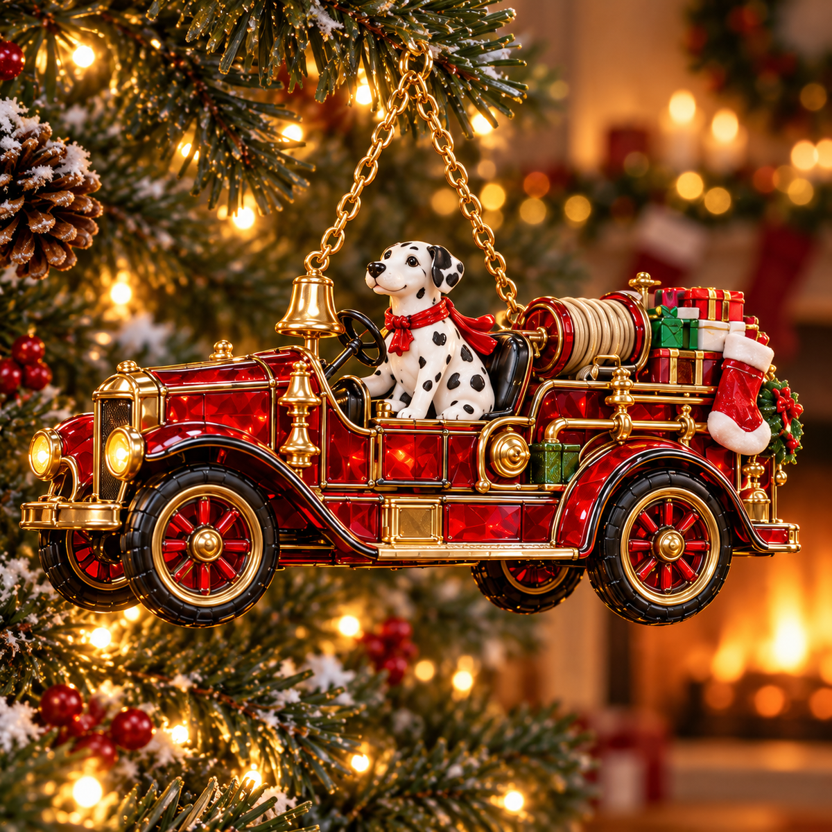 2026 Vintage Fire Truck Christmas Ornaments