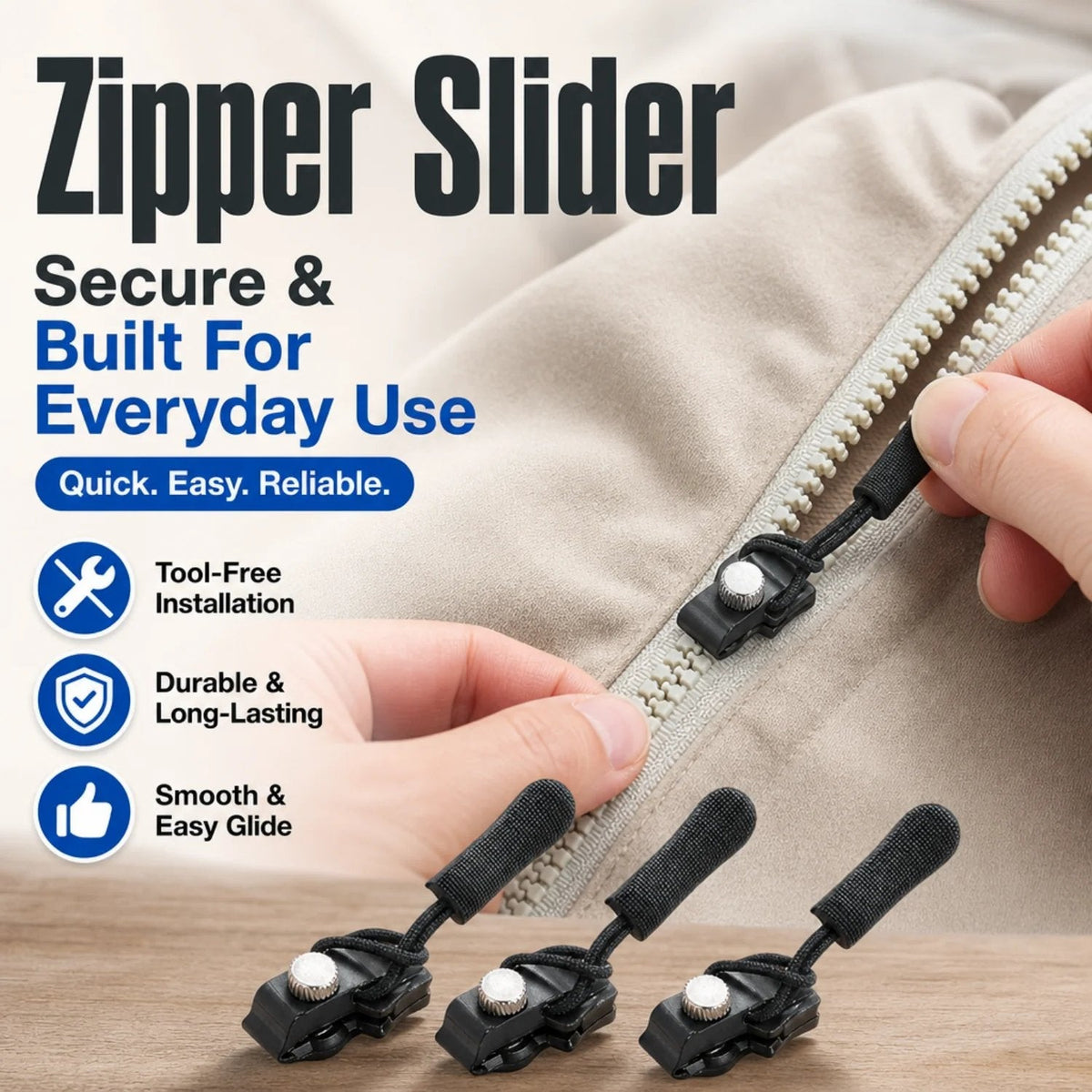 🔧Zipper Repairer 3 Sizes Detachable Tool Free for Bags Jackets Clothes Shoes Boots