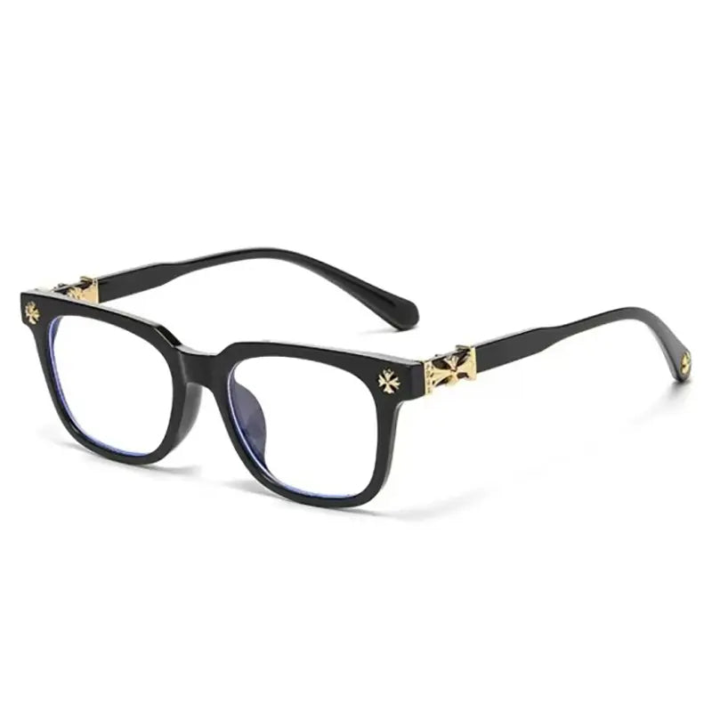 Anti Blue Light Fashion Metal Square Frame Flat Lens Reading Glasses