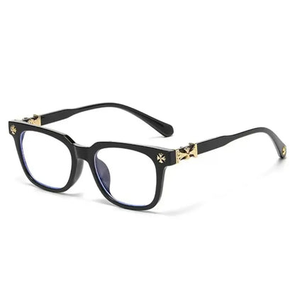 Anti Blue Light Fashion Metal Square Frame Flat Lens Reading Glasses