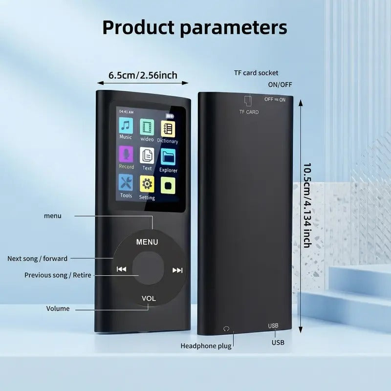 Compact Multi Function MP3 Player Portable LCD Screen No Memory Headphone Jack Offline Playback