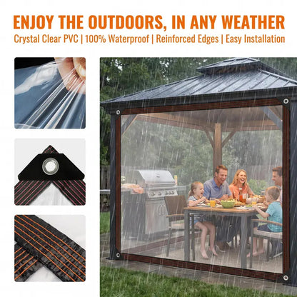 10x13FT Clear Waterproof Heavy Duty Transparent Tarp with Grommets for Patio Garden Outdoor