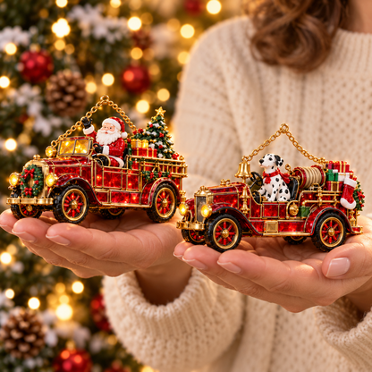2026 Vintage Fire Truck Christmas Ornaments