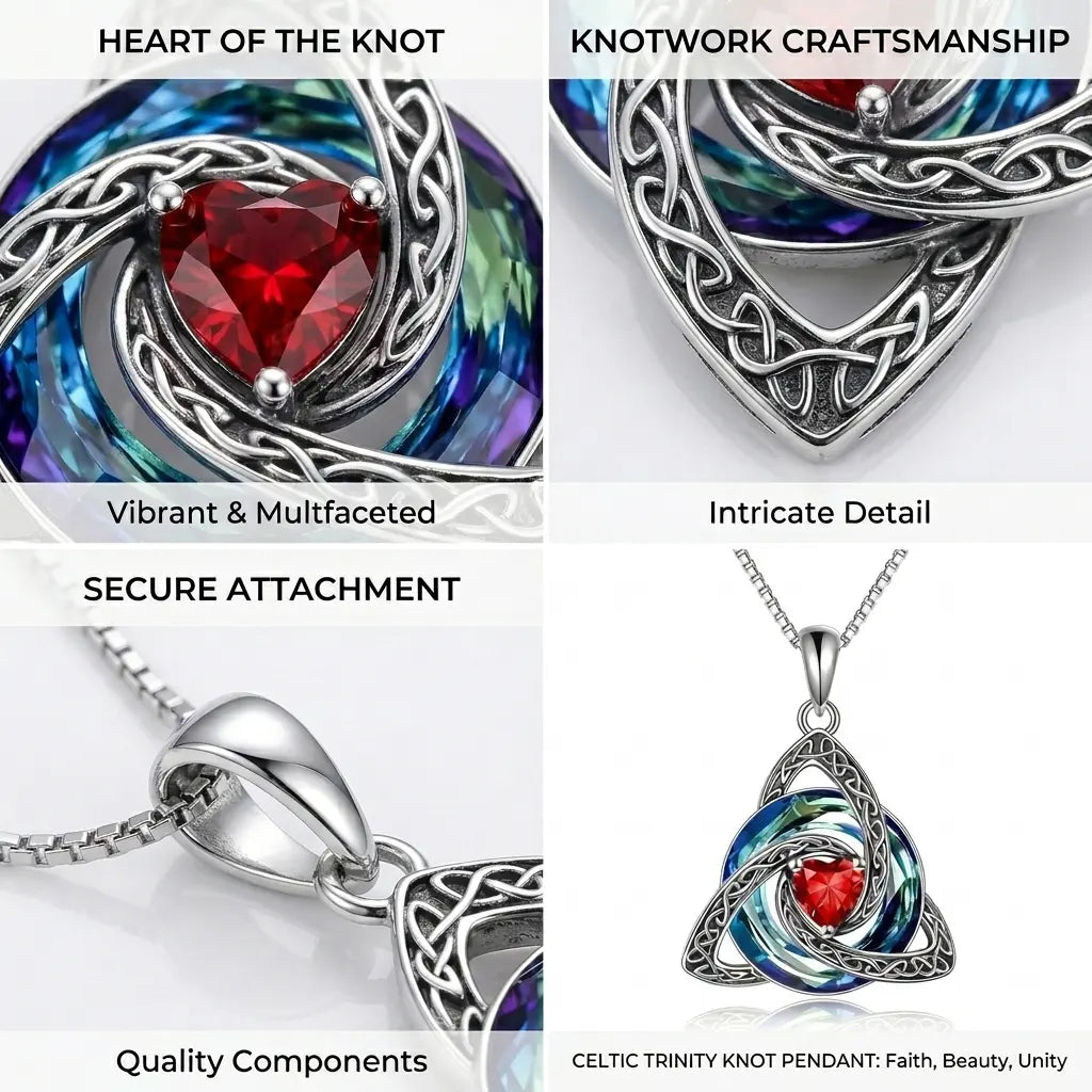 ✝️✨ Birthstone Celtic Knot Necklace – Trinity Crystal Pendant for Mom, Silver Plated Adjustable Chain, Faith Love Unity Birthday Gift💎❤️